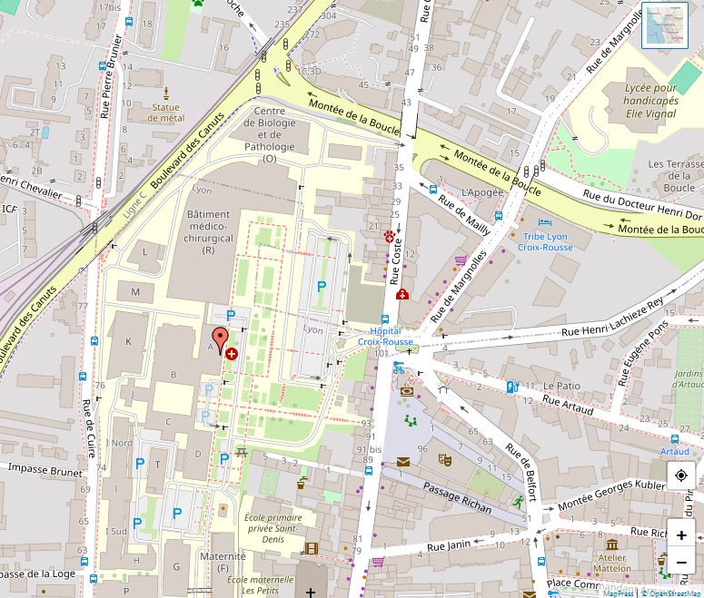Carte de l’hôpital de la Croix-Rousse – Plan de Lyon